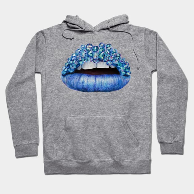 Blue Lips Hoodie by diamonddraws